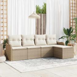 Ensemble de canap&eacute; de jardin Beige polyrotin