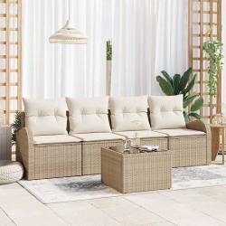 Ensemble de canap&eacute; de jardin Beige 55 x 55 x 37 cm polyrotin
