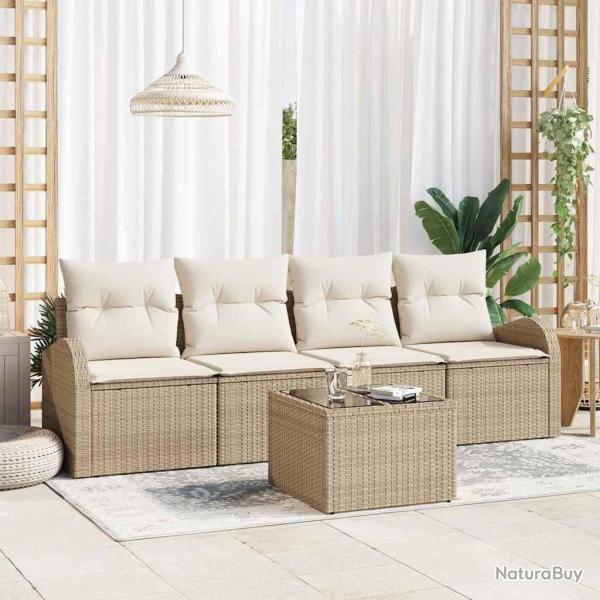 Ensemble de canap� de jardin Beige 55 x 55 x 37 cm polyrotin