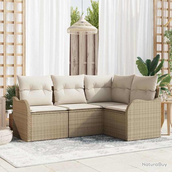 Ensemble de canap� de jardin 4 pcs Beige polyrotin