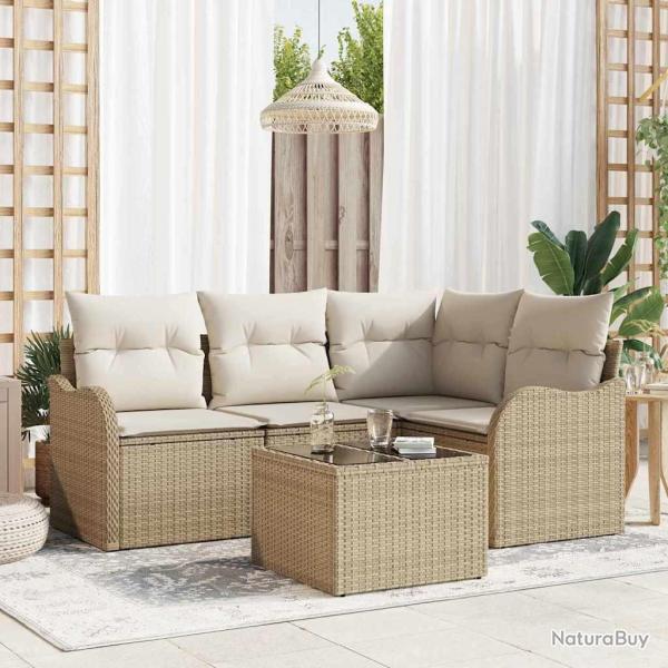 Ensemble de canap� de jardin 5 pcs Beige polyrotin