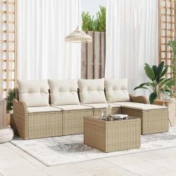 Ensemble de canap&eacute; de jardin Beige polyrotin