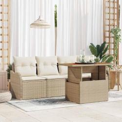Ensemble de canap&eacute; de jardin 5 pcs Beige et cr&egrave;me polyrotin