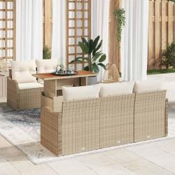 Ensemble de canap&eacute; de jardin 6 pcs Beige et cr&egrave;me polyrotin