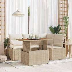 Ensemble de salle &agrave; manger pour jardin 5 pcs Beige et cr&egrave;me