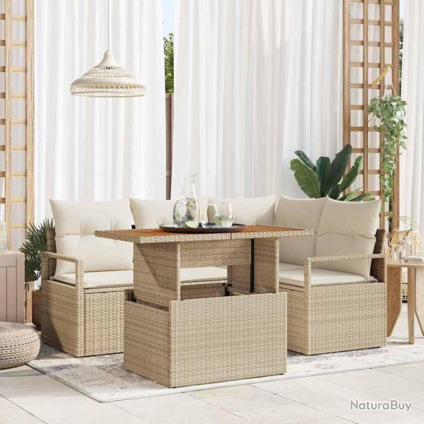 Ensemble de salle � manger pour jardin 5 pcs Beige et cr�me