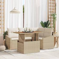 Ensemble de salle &agrave; manger pour jardin 5 pcs Beige et cr&egrave;me