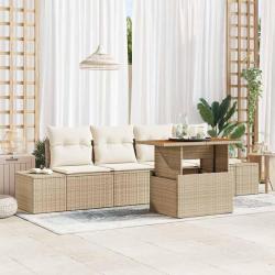 Ensemble de salle &agrave; manger pour jardin 5 pcs Beige et cr&egrave;me