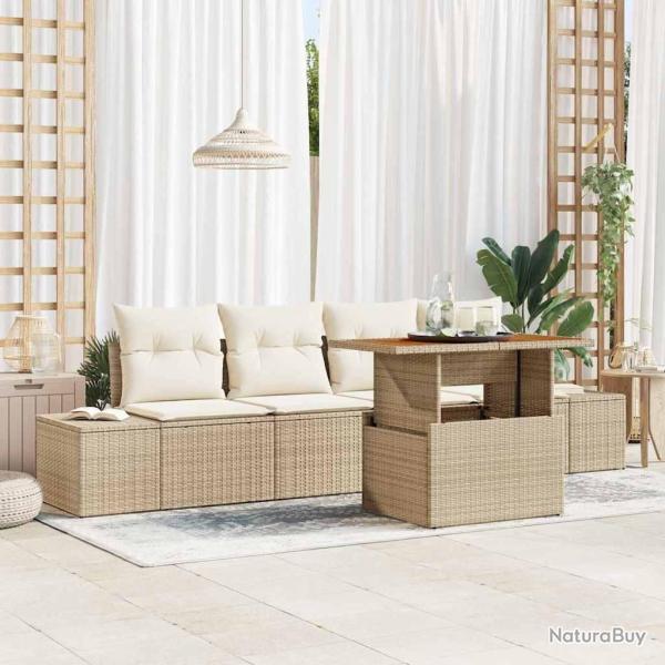 Ensemble de salle � manger pour jardin 5 pcs Beige et cr�me