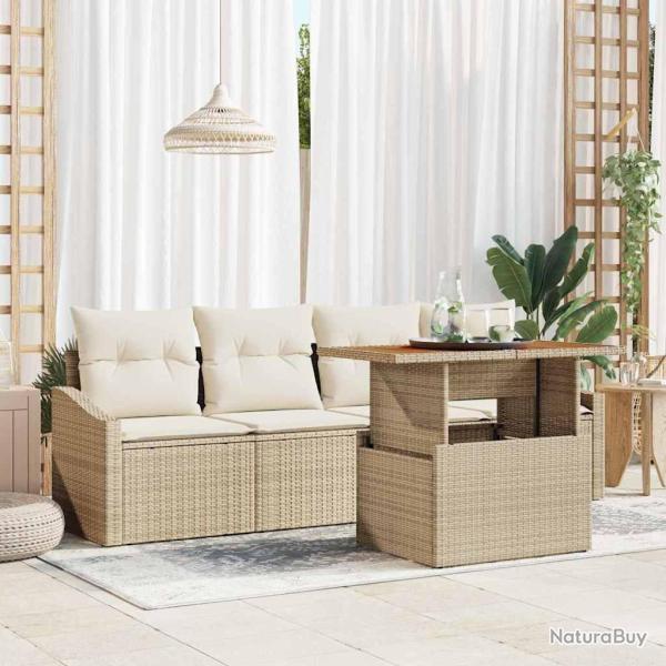 Ensemble de canap� de jardin 5 pcs Beige Poly rotin