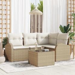 Ensemble de canap&eacute; de jardin Beige polyrotin