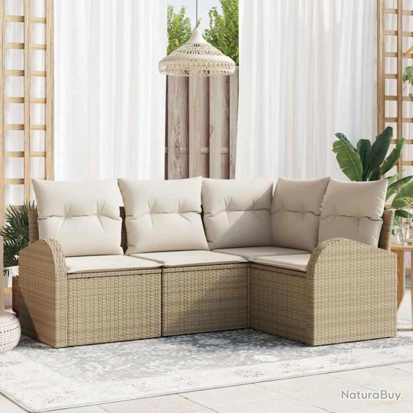 Ensemble de canap� de jardin 4 pcs Beige polyrotin