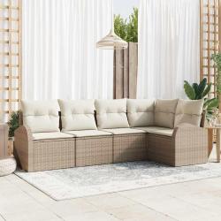 Ensemble de Canap&eacute;s avec coussin 5 pcs Beige Polyester