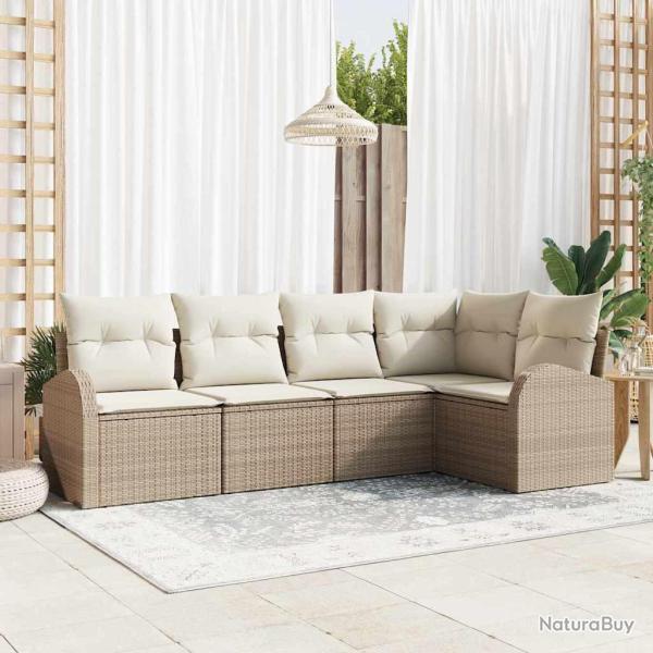 Ensemble de Canap�s avec coussin 5 pcs Beige Polyester