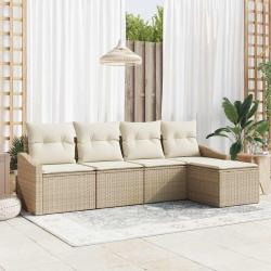 Ensemble de Canap&eacute;s avec coussin 5 pcs Beige polyrotin