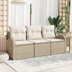 Ensemble de canap&eacute; de jardin Beige polyrotin