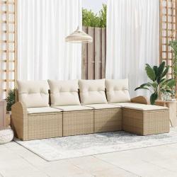Ensemble de canap&eacute; de jardin Beige polyrotin