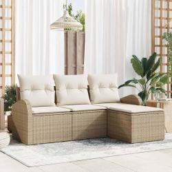 Ensemble de canap&eacute; de jardin Beige polyrotin