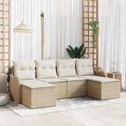 Ensemble de canap&eacute; de jardin 6 pcs Beige Poly rotin