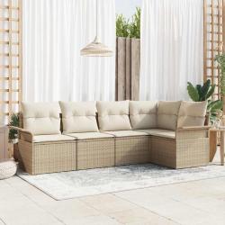 Ensemble de canap&eacute; de jardin avec coussin 5 pcs polyrotin