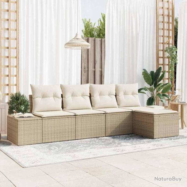 Ensemble de canap� de jardin avec coussin 5 pcs Beige polyrotin