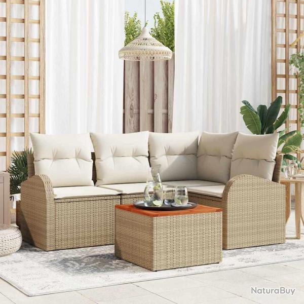 Ensemble de canap� de jardin avec coussin 5 pcs Beige polyrotin