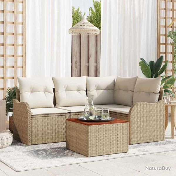 Ensemble de canap� de jardin avec coussin 5 pcs Beige polyrotin