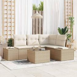 Ensemble de canap&eacute; de jardin 5 pcs Beige polyrotin