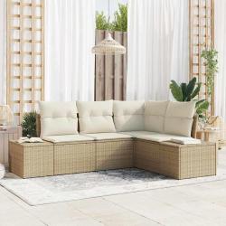 Ensemble de canap&eacute; de jardin 4 pcs Beige polyrotin