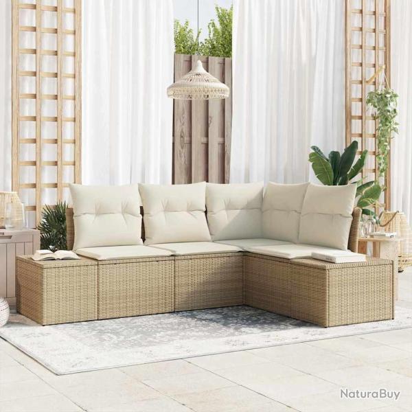 Ensemble de canap� de jardin 4 pcs Beige polyrotin