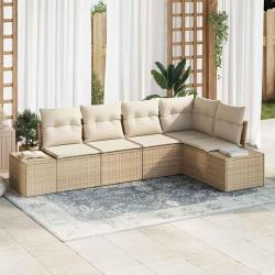 Ensemble de canap&eacute; de jardin 5 pcs Beige polyrotin
