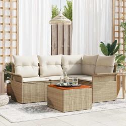 Ensemble de canap&eacute; de jardin avec coussin 5 pcs Beige polyrotin