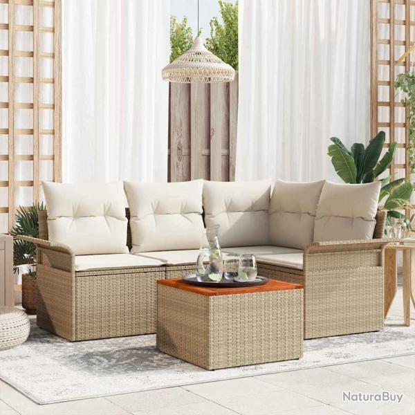 Ensemble de canap� de jardin avec coussin 5 pcs Beige polyrotin