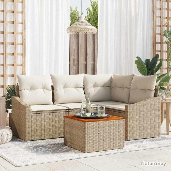 Ensemble de canap� de jardin avec coussin 5 pcs Beige polyrotin