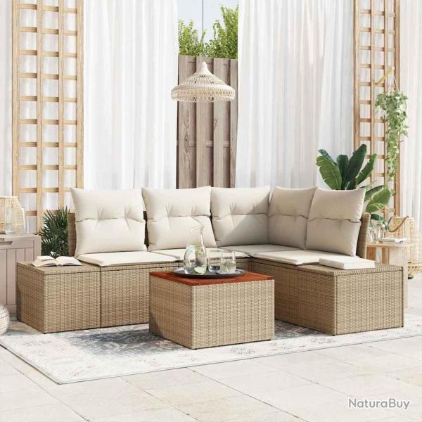 Ensemble de canap� de jardin avec coussin 5 pcs Beige polyrotin
