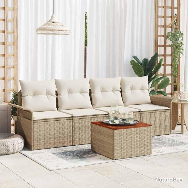 Ensemble de canap� de jardin avec coussin 5 pcs Beige polyrotin