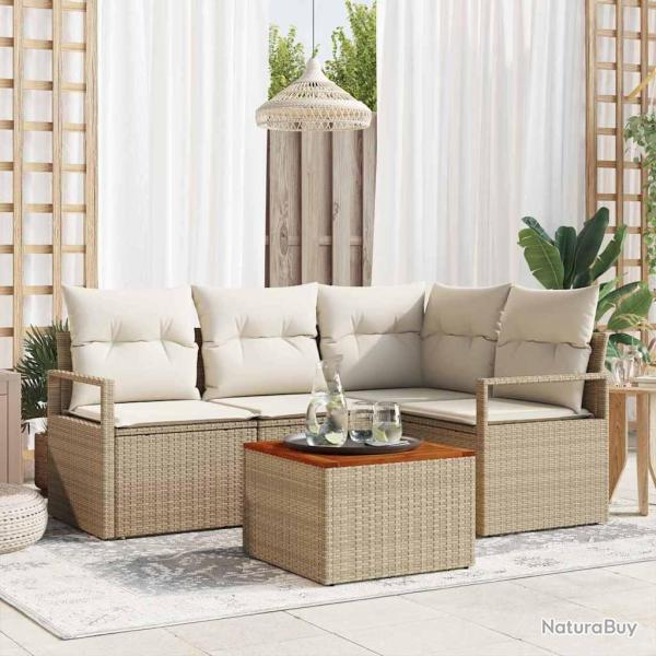 Ensemble de canap� de jardin avec coussin 5 pcs Beige polyrotin