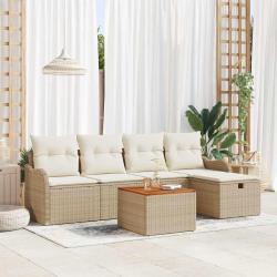 Ensemble de canap&eacute; de jardin avec coussin 6 pcs Beige polyrotin