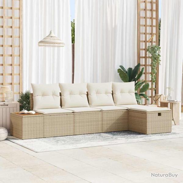 Ensemble de canap� de jardin avec coussin 5 pcs Beige polyrotin
