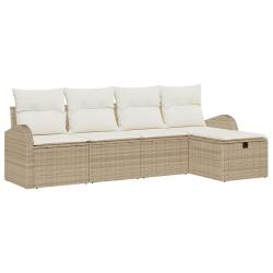 Ensemble de Canap&eacute;s avec coussin Beige et cr&egrave;me polyrotin