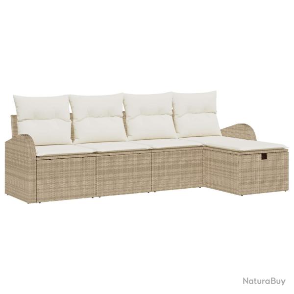 Ensemble de Canap�s avec coussin Beige et cr�me polyrotin