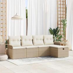 Ensemble de canap&eacute; de jardin 5 pcs Beige et cr&egrave;me polyrotin