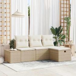 Ensemble de canap&eacute; de jardin 4 pcs Beige Poly rotin