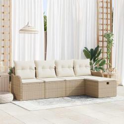 Ensemble de canap&eacute; de jardin 5 pcs Beige et cr&egrave;me polyrotin