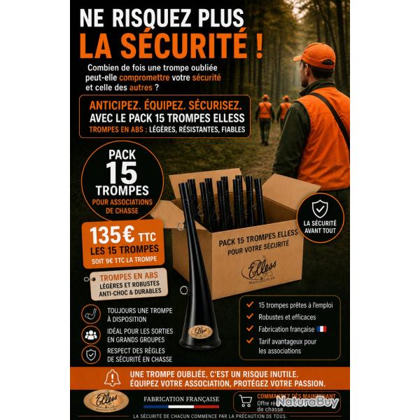 Pack 15 Trompes de chasse en ABS ( Sp�ciale Soci�t� de Chasse) - ELLESS