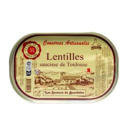 Lentilles aux saucisses de Toulouse barquette 300g