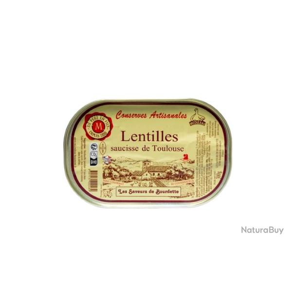 Lentilles aux saucisses de Toulouse barquette 300g