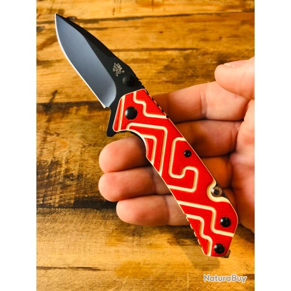 Couteau de poche pliant tactique multifonction SANRENMU acier 8CR13MOV manche G10 liner lock neuf