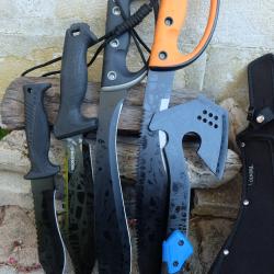 Lot de 5 Machette Hache Couteau Lame Acier 3Cr13 Manche ABS Etui LOT POUR REVENDEURS Survie Outlaw02