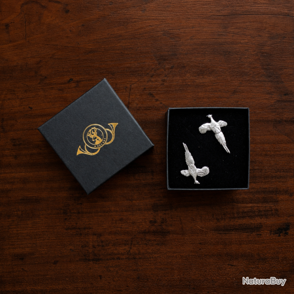 Boutons de manchette � Faisan en vol